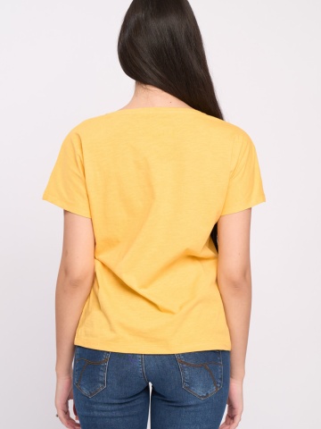 Timeout - Tricou dama de culoare uniforma cu decolteu in V - Img 3