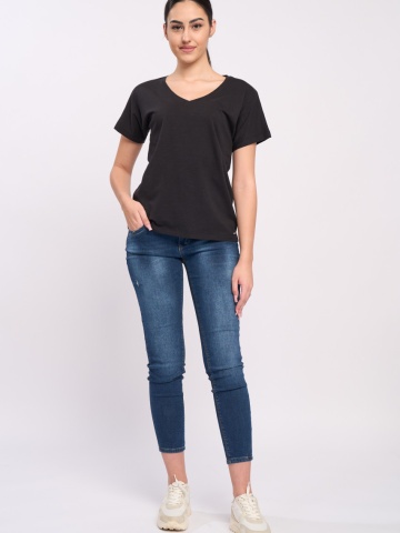 Timeout - Tricou maneca scurta dama de culoare uniforma cu decolteu in V - Img 6