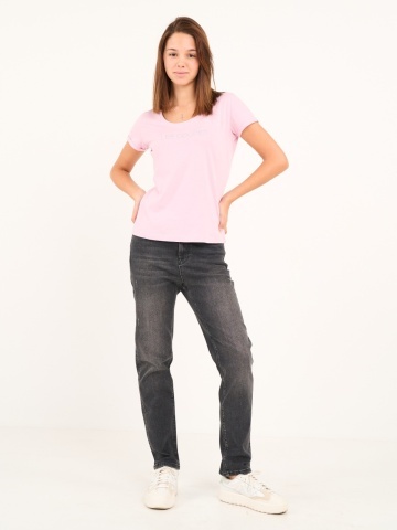 Lee Cooper - Blugi dama girlfriend de culoare inchisa cu aspect decolorat - Img 10