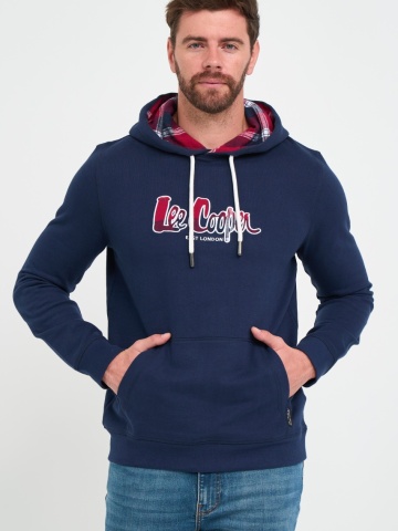 Lee Cooper - Hanorac barbat cu gluga si logo aplicat