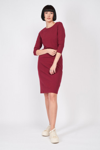 Timeout - Rochie dama cu maneca lunga de culoare uniforma