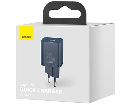 Incarcator Baseus Super Si, 20W, 3A, 1 X USB-C, Negru
