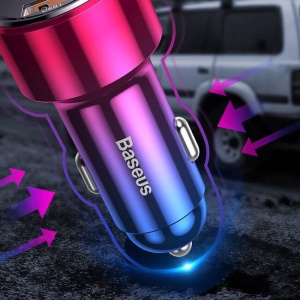 Incarcator auto Baseus – Car Charger Magic Series – LED DIsplay, 2x USB , 45W - Img 3