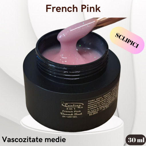Gel UV 3 in 1 French Pink Diamonds Touch/ Sclipici - 30 ml