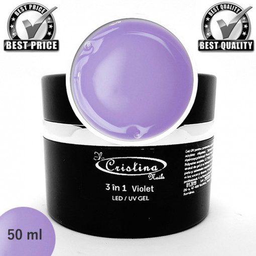 Gel UV/LED 3 în 1 Violet - Cristina Nails 50 ml
