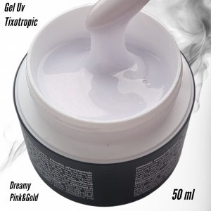 Gel UV Tixotropic - Milky Effect Dreamy Pink & Gold - 50 ml