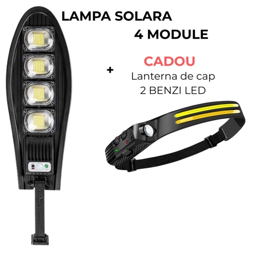 Lampa Solară cu Telecomanda, 120W + CADOU Lampa LED pentru cap