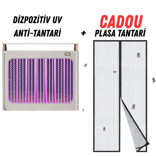 Pachet Promo Lampa UV Anti-Țânțari Portabilă cu Încărcare Type-C și Plasă Magnetică pentru Ușă