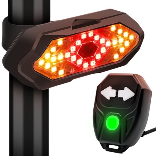 Stop spate bicicletă cu semnalizare, 5 moduri de iluminare, impermeabilă IPX4, 9.4x3.3 cm, plastic, negru
