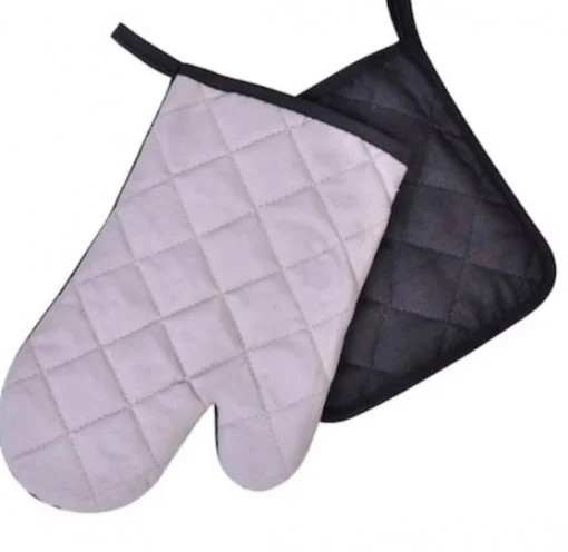 Set manusa de bucatarie pentru cuptor sau gratar si suport pentru vase fierbinti, gri/negru