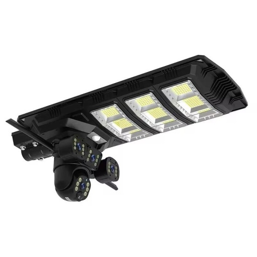 Lampa Solară LED 450W cu 3 Camere Supraveghere 4G, Slot SIM, Rotativă, 12MP — Viziune Nocturnă, Audio Bidirecțional, Detectare Mișcare, IP65