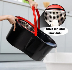 Set mop MAGIC rotativ 360 gr cu talpa si cuva din inox , 4 rezerve diferite + Perie rosturi,covoare INCLUSE - Img 4