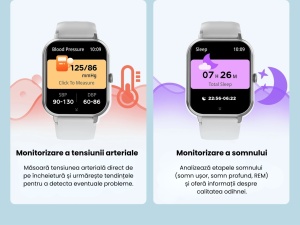 Smartwatch H-go Sport Roz/Negru Puls, Calorii, Presiune arteriala, Bluetooth, Notificari,Rezistenta la apa - Img 6