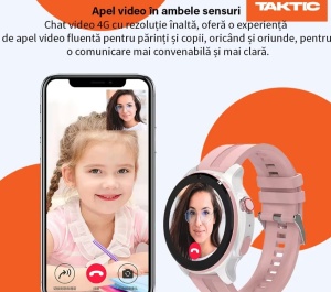 Smartwatch pentru copii cu GPS Tracker, rezistent la apă, cartelă SIM, apel video 4G - Img 3