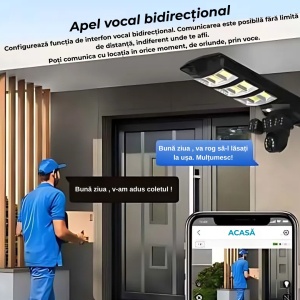 Lampa Solară LED 450W cu 3 Camere Supraveghere 4G, Slot SIM, Rotativă, 12MP — Viziune Nocturnă, Audio Bidirecțional, Detectare Mișcare, IP65 - Img 6