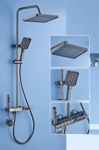 Coloană de Duș Premium – Ploaie Relaxantă, Termostat Inteligent, LED, Rotire 360°, 4 Jeturi de Apă - Img 3