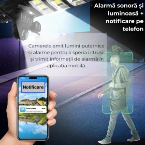 Lampa Solară LED 450W cu 3 Camere Supraveghere 4G, Slot SIM, Rotativă, 12MP — Viziune Nocturnă, Audio Bidirecțional, Detectare Mișcare, IP65 - Img 8
