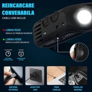 Set 2 x lanterna cap cu 2 benzi LED senzor miscare - Img 3