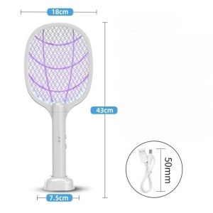 SET 2 X Paleta Electrică Anti-Țânțari, Reîncărcabilă USB, Silențioasă, Albă - Img 2