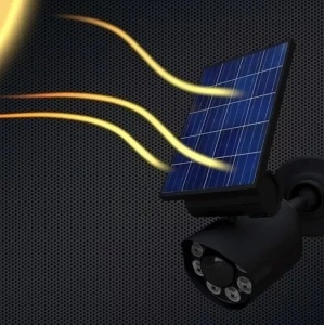 Lampa solară cu cameră decorativa, 300lm, Senzor PIR, IP65, LED Roșu, Negru - Img 2
