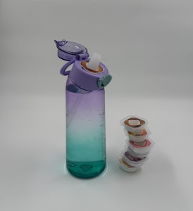 Sticlă de Băut cu 6 Arome (Fără Zahăr, Cu Miros), 900 ml, Plastic, Design Mov-Albastru / Albastru-Portocaliu - Img 5