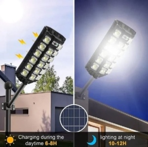 Lampa Solara Stradala 3000W, Senzor De Miscare Si Telecomanda, 442 Leduri,17 Celule LED - Img 5
