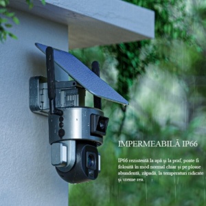 Camera de Supraveghere cu Panou solar 6W, 8 MP, Rezolutie 4K, Ultra HD, H-Go®, PTZ Bullet, CCTV IP fara fir, Zoom Optic 10x, Exterior IP66, Rotire 355°, 6 Leduri, Comunicare bidirectionala, Alarma, Senzori miscare IR 50m, Argintiu - Img 5