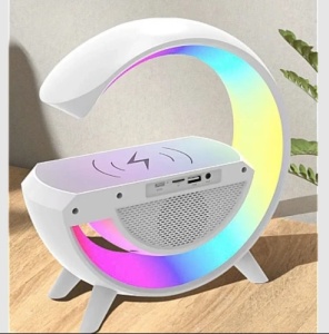 Lampa LED RGB pentru birou – Iluminare modernă cu încărcare wireless, Bluetooth, ceas și alarmă! 🌈🔋 - Img 3