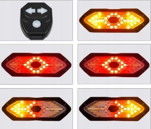 Stop spate bicicletă cu semnalizare, 5 moduri de iluminare, impermeabilă IPX4, 9.4x3.3 cm, plastic, negru - Img 3