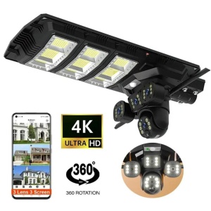 Lampa Solară LED 450W cu 3 Camere Supraveghere 4G, Slot SIM, Rotativă, 12MP — Viziune Nocturnă, Audio Bidirecțional, Detectare Mișcare, IP65 - Img 4