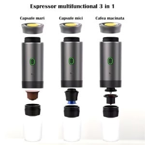 Espressor Portabil 3 în 1 – Cafea Măcinată, Capsule Nespresso & Dolce Gusto | Încălzire Apă | USB Type-C | - Img 4