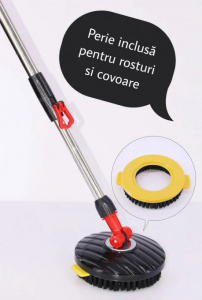 Set mop MAGIC rotativ 360 gr cu talpa si cuva din inox , 4 rezerve diferite + Perie rosturi,covoare INCLUSE - Img 3