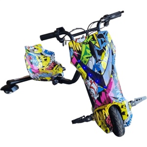 Tricicletă electrică drift copii, 150W, 36V, 20 km/h, Bluetooth, Graffiti - Img 4