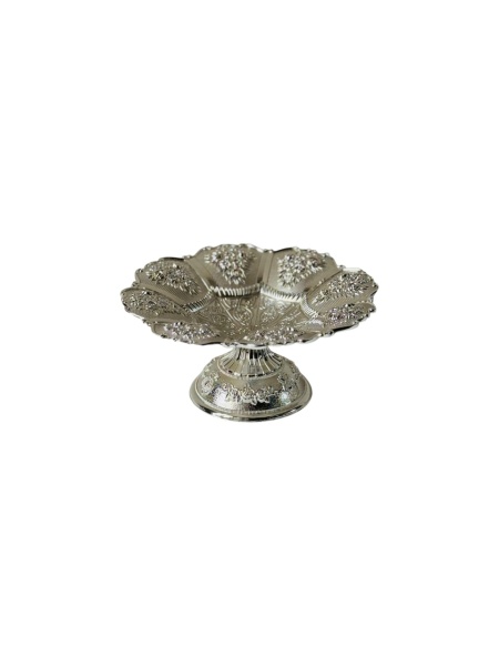 Fructiera Argintata Cu Picior Model Cu Flori D 18 cm