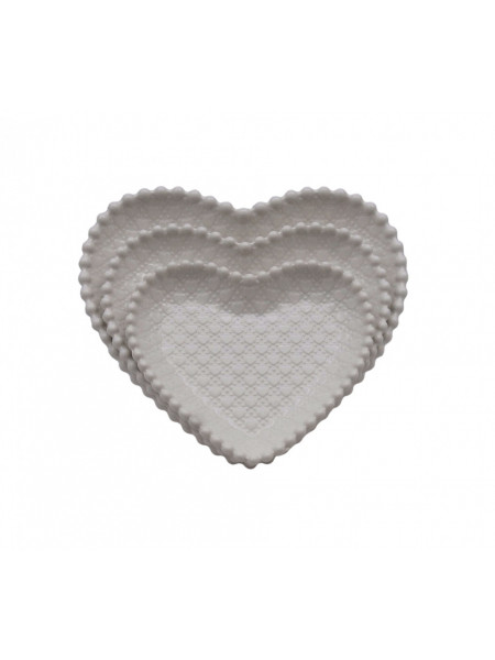 Set 3 Platouri Albe In Forma De Inima
