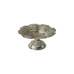 Fructiera Argintata Cu Picior Model Cu Flori D 18 cm - Img 1