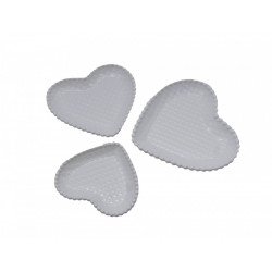 Set 3 marimi diferite de platouri albin forma de inimioara e