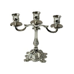 Sfesnic Argintat Cu 3 Brate Elegant Cu Baza Patrata H22 - Img 1