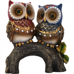 Statueta Pereche Bufnite Indragostite Colorate