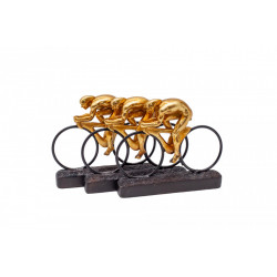 Statueta echipa de 3 biciclisti aurie cu postament negru 