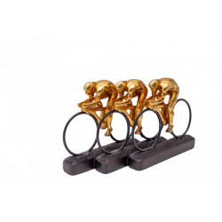 Statueta 3 biciclisti aurie cu postament negru 