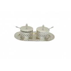 Set 2 zaharnite argintate cu tava si lingurite