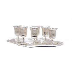 Set 6 pahare tuica argintate pe tava asimetrica