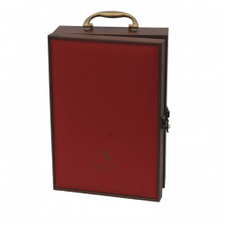 Cutie rosie cu maner pentru 2 sticle vin 