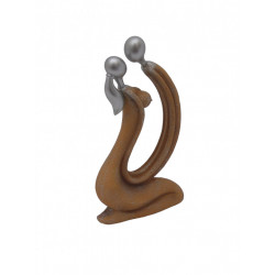Statueta cuplu stilizata de culoare ocru- auriu cu capete argintii