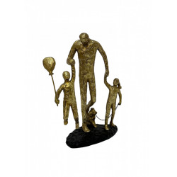 Statueta aurie  2 copii cu tatacsi catel 