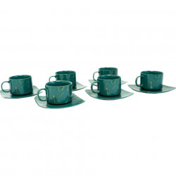 Set 6 Cani Cu 6 Farfurioare Patrate Culoare Verde