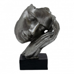 Statueta chip de om dormind pe maini impreunate argintate