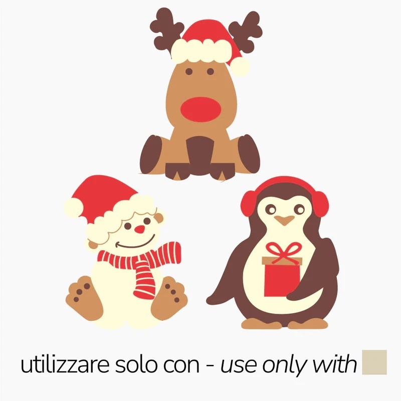 Folii Matrite Termoform. 3 Subiecte Craciun - Ren, Pinguin, Om Zapada H 6 cm, 280 buc