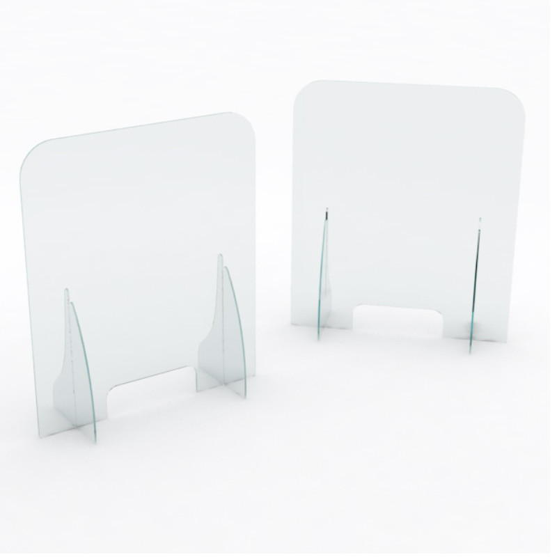 Paravan Protectie si Anticontagiune Colturi Rotunjite cu Fereastra, L80xH70xAd30cm